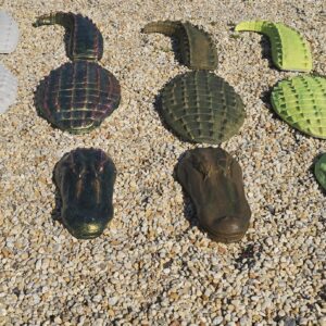 3 Piece Painted Alligator Statues