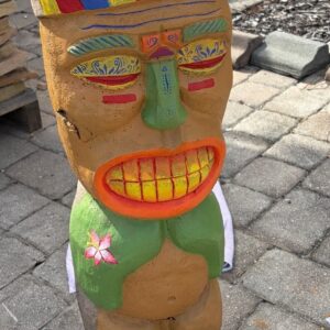 Painted Concrete Tiki Statue
